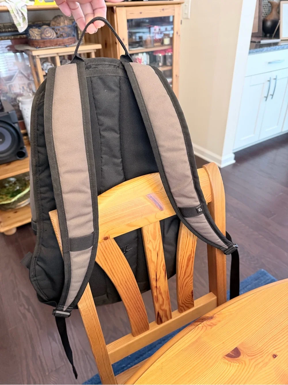Nike Men's Gray and Black Backpack with Multiple Compartments